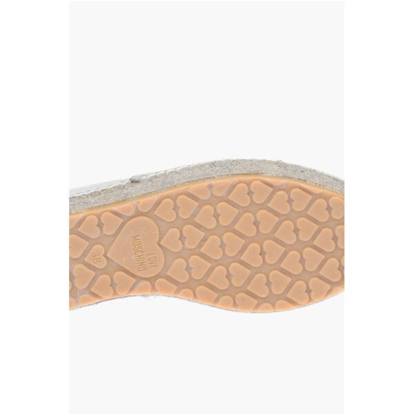 Moschino LOVE Laminated Leather Platform Espadrilles with Logo Engrav - Image 5