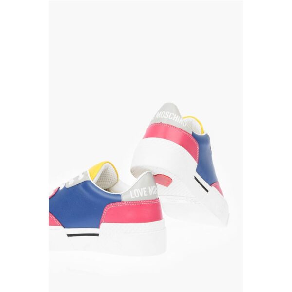 Moschino LOVE Leather Sneakers TEXTURE50 with Logo - Image 2