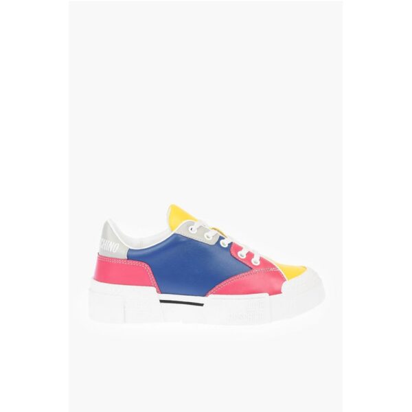 Moschino LOVE Leather Sneakers TEXTURE50 with Logo - Image 3
