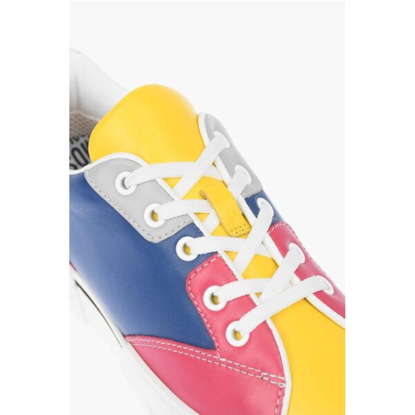 Moschino LOVE Leather Sneakers TEXTURE50 with Logo - Image 4