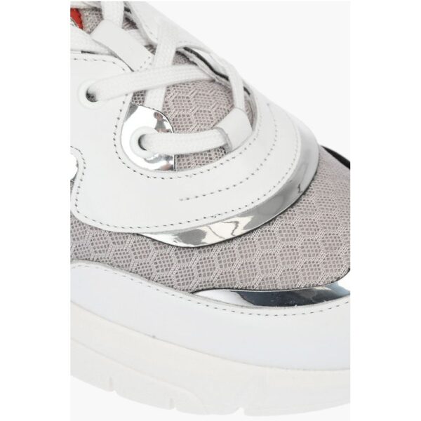 Moschino LOVE Leather and Fabric Sneakers RUNNING35 with Logoed Heart - Image 4