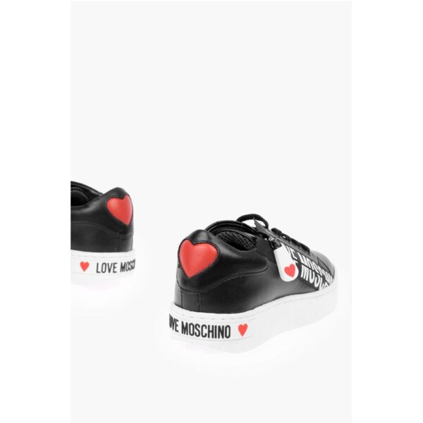 Moschino LOVE Leather Low Top Sneakers with Logo - Image 2