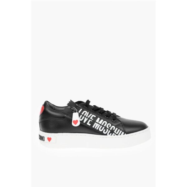 Moschino LOVE Leather Low Top Sneakers with Logo - Image 3