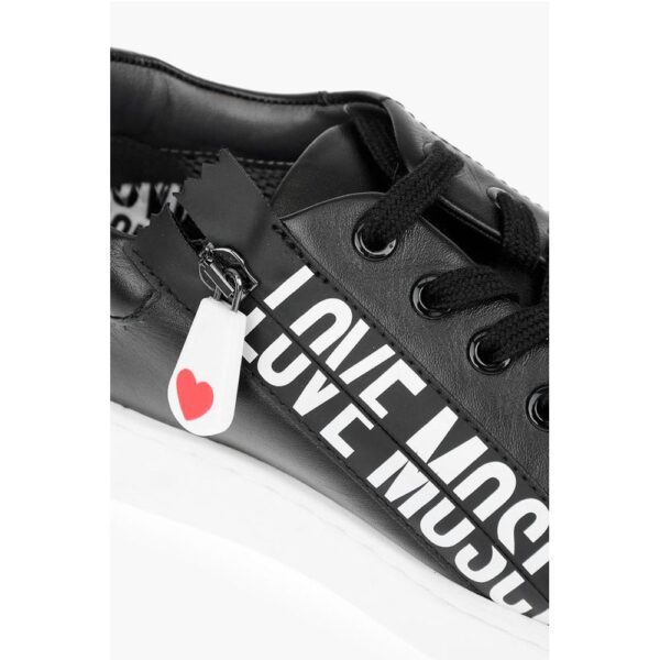 Moschino LOVE Leather Low Top Sneakers with Logo - Image 4