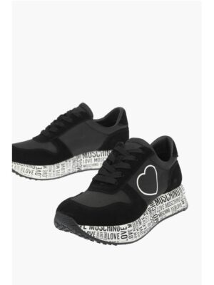 Moschino LOVE suede leather and fabric sneakers with logoed sole