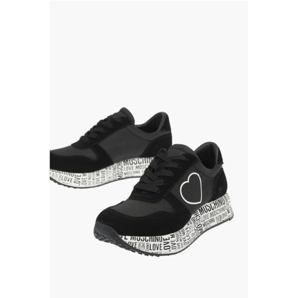 Moschino LOVE suede leather and fabric sneakers with logoed sole