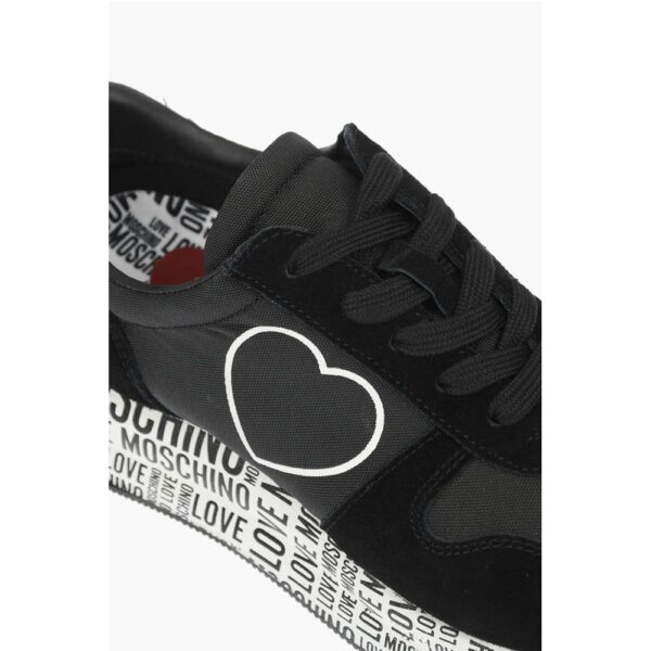 Moschino LOVE suede leather and fabric sneakers with logoed sole - Image 4