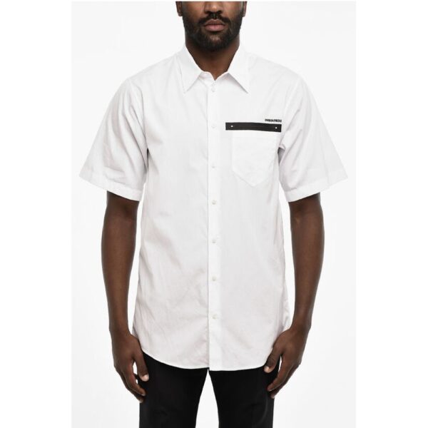 Dsquared² popeline spread collar shirt with breast pocket
