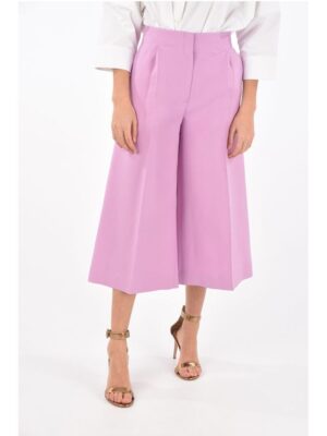 Super Blond Single-pleated Wool and Silk Flared Gaucho Pants