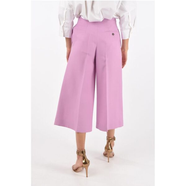 Super Blond Single-pleated Wool and Silk Flared Gaucho Pants - Image 2
