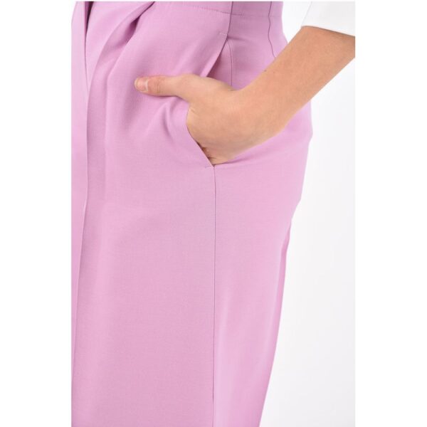 Super Blond Single-pleated Wool and Silk Flared Gaucho Pants - Image 3