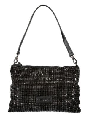 Valentino Bags Black Polyester Women Handbag with Rhinestone Details