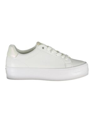 Calvin Klein Sleek White Lace-Up Sneakers with Contrast Detail
