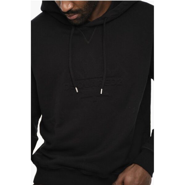 Dsquared² Solid Color Hoodie with Embossed Logo - Image 3
