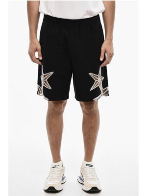 Dsquared² Solid Color cotton Shorts with Jewels