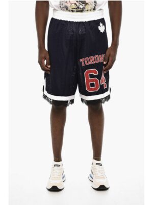 Dsquared² Perforated Color Block Shorts with Drawstring Waist