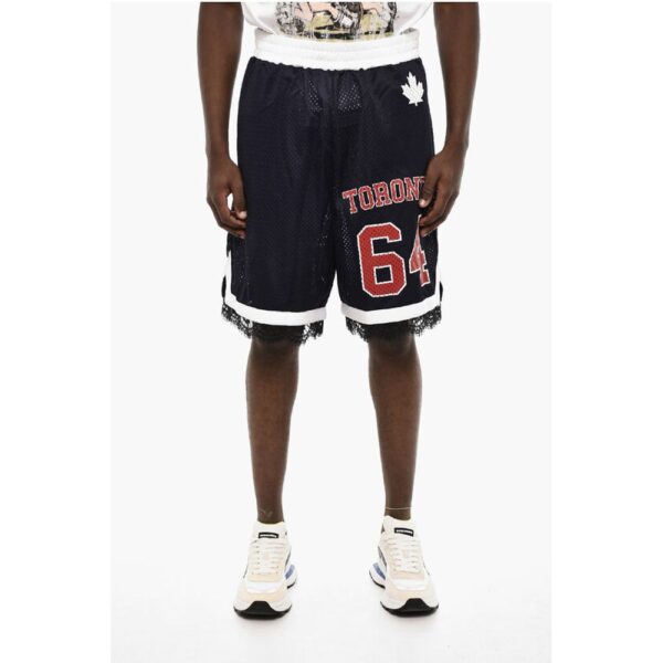 Dsquared² Perforated Color Block Shorts with Drawstring Waist