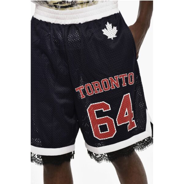 Dsquared² Perforated Color Block Shorts with Drawstring Waist - Image 3