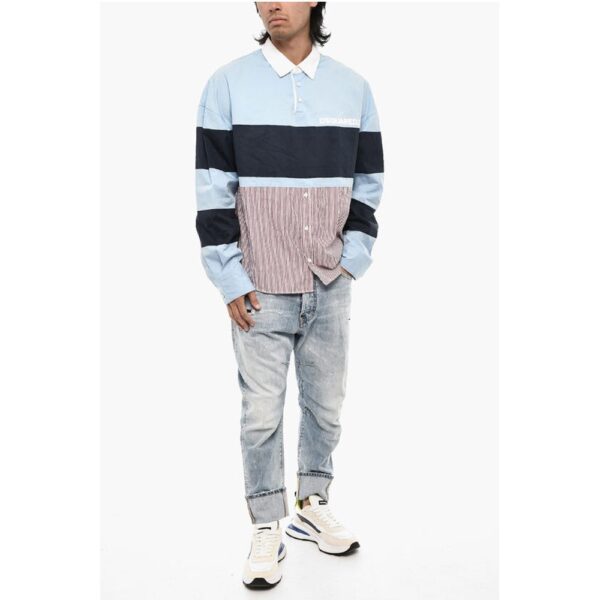 Dsquared² 3 Button Casual Shirt with Striped Hem - Image 4