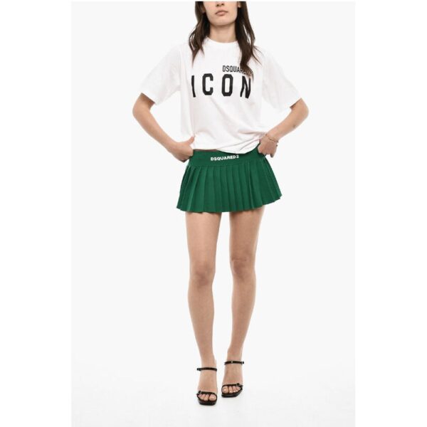 Dsquared² Pleated Mini Skirt with Logo - Image 4