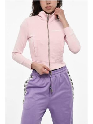 Dsquared² Brushed Cotton Cropped Zipped Sweatshirt