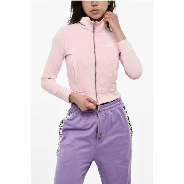 Dsquared² Brushed Cotton Cropped Zipped Sweatshirt
