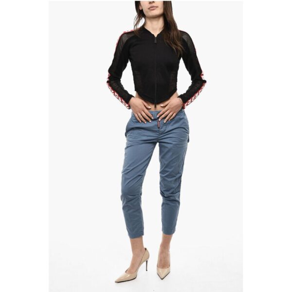 Dsquared² Cropped Zipped Sweatshirt With Mesh Details And Logoed Bands - Image 4