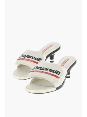 Dsquared² Leather SOCCER Mules With logo Print Heel 5 cm