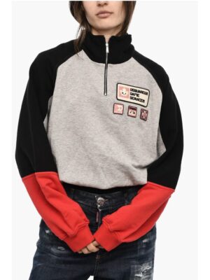 Dsquared² Half Zip Cotton Sweatshirt with Patches