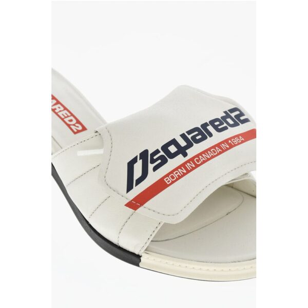 Dsquared² Leather SOCCER Mules With logo Print Heel 5 cm - Image 4