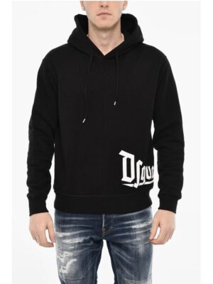 Dsquared² Cotton Hoodie with Gothic Print Logo