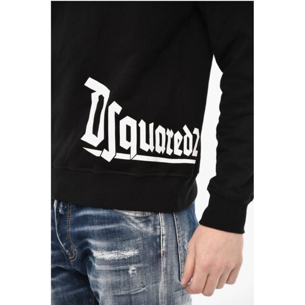 Dsquared² Cotton Hoodie with Gothic Print Logo - Image 3