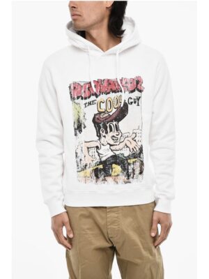 Dsquared² Fleeced-Cotton Crew-Neck Sweatshirt with Print