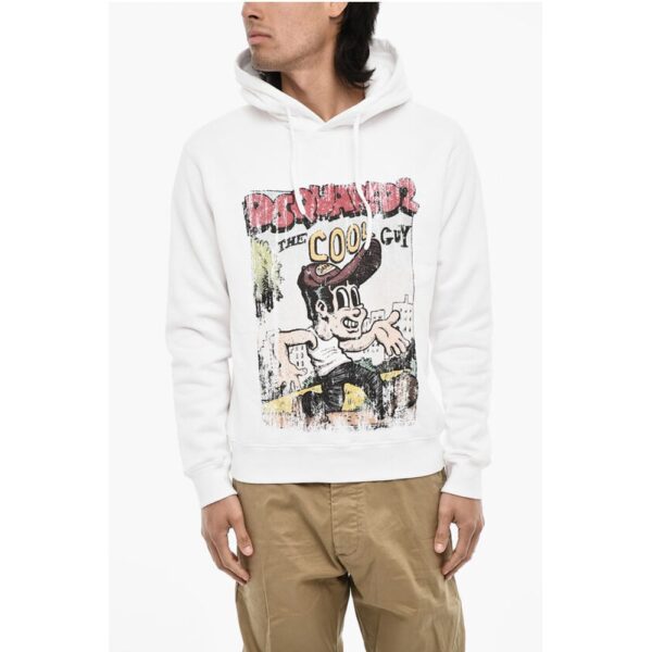 Dsquared² Fleeced-Cotton Crew-Neck Sweatshirt with Print