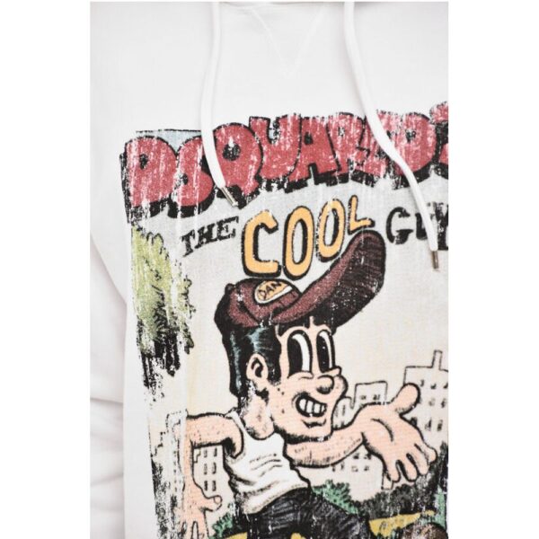Dsquared² Fleeced-Cotton Crew-Neck Sweatshirt with Print - Image 3