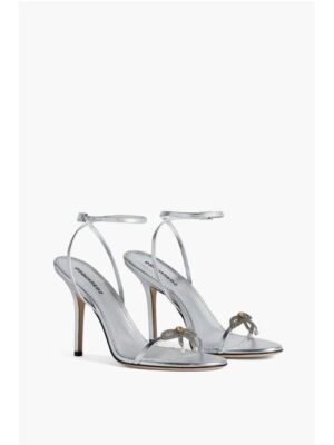 Dsquared² Metallic Effect Leather Sandals With Strap Heel 12 cm
