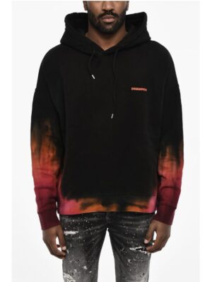 Dsquared² Fleeced-Cotton Hoodie with Gradient Hem