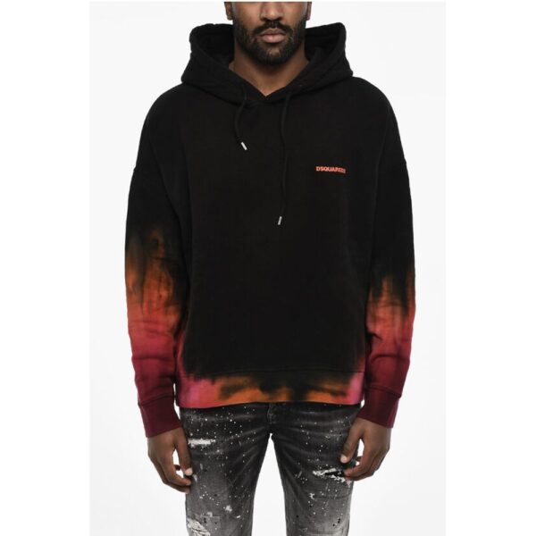 Dsquared² Fleeced-Cotton Hoodie with Gradient Hem