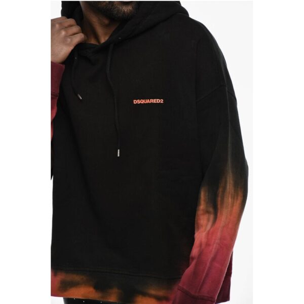 Dsquared² Fleeced-Cotton Hoodie with Gradient Hem - Image 3