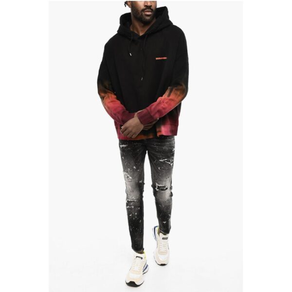 Dsquared² Fleeced-Cotton Hoodie with Gradient Hem - Image 4