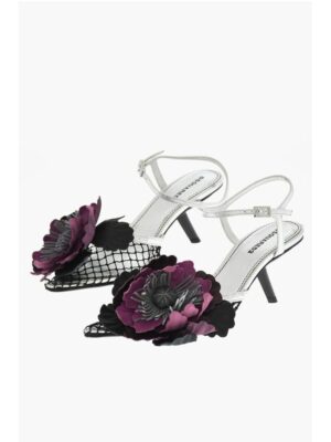 Dsquared² Leather GOTHIC FLOWER Sandals With Mesh
