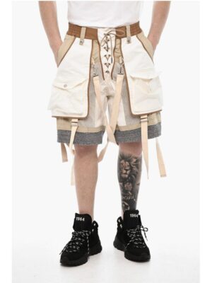 Dsquared² Mesh Shorts with Maxi Pockets and Suspenders