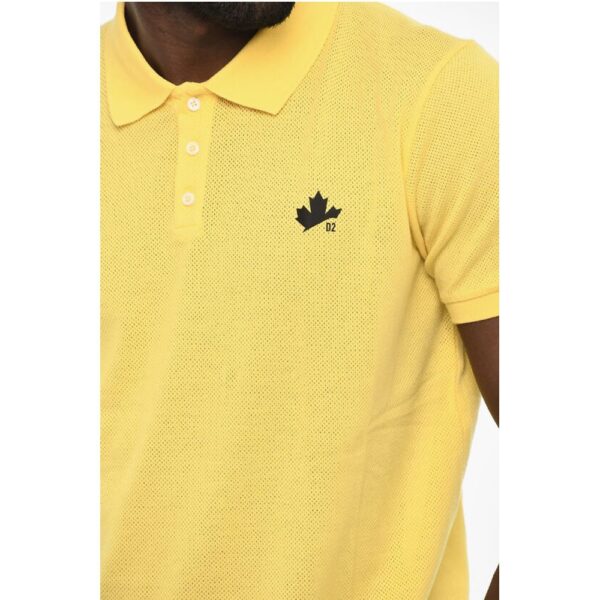 Dsquared² Perforated TENNIS LEAF Polo Shirt with 3 - Buttons - Image 3