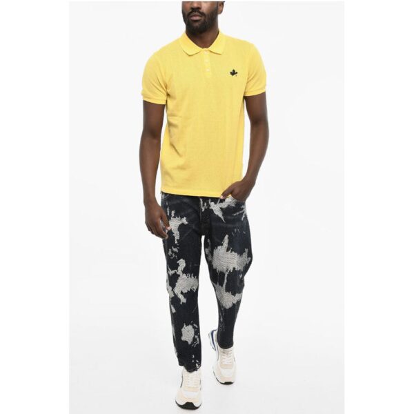 Dsquared² Perforated TENNIS LEAF Polo Shirt with 3 - Buttons - Image 4