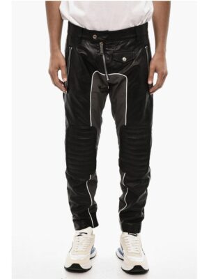 Dsquared² Leather Pants with Nylon Details