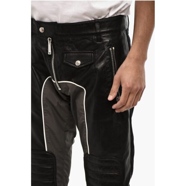 Dsquared² Leather Pants with Nylon Details - Image 3