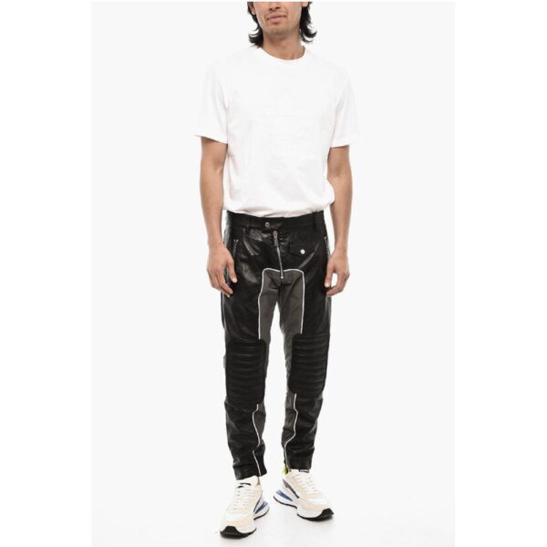 Dsquared² Leather Pants with Nylon Details - Image 4