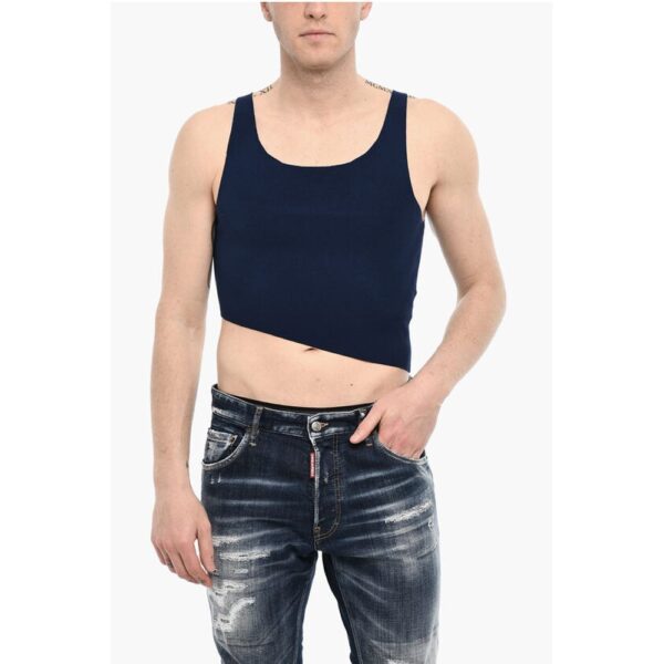 Dsquared² Asymmetrical Cut Knitted Cropped Top