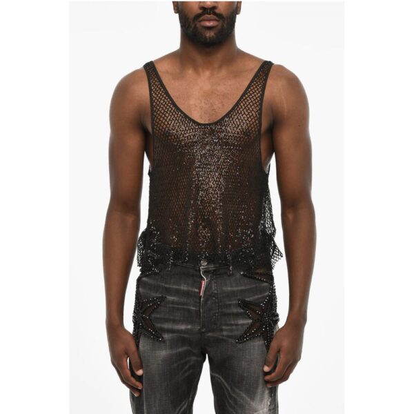 Dsquared² Sequined Openwork Tank Top
