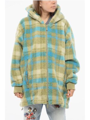 Dsquared² Sherpa Zip-up Hoodie with Tartan Pattern